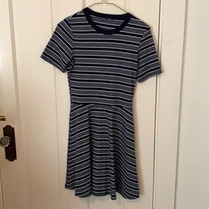 Casual Striped Blue and White Skater Dress